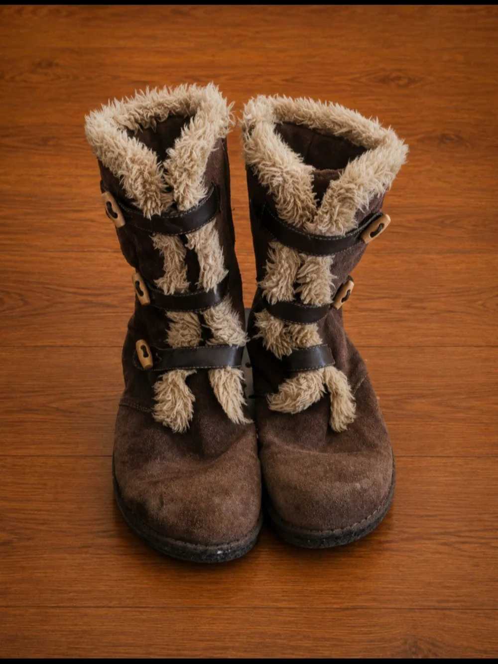Earth Spirit Brown Faux-Shearling Strap Winter Boots
